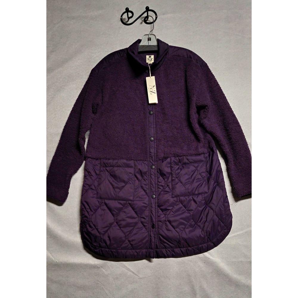 NIC+ZOE NZ Active Purple Quilted Lined Snap Front Collared Jacket Size M
